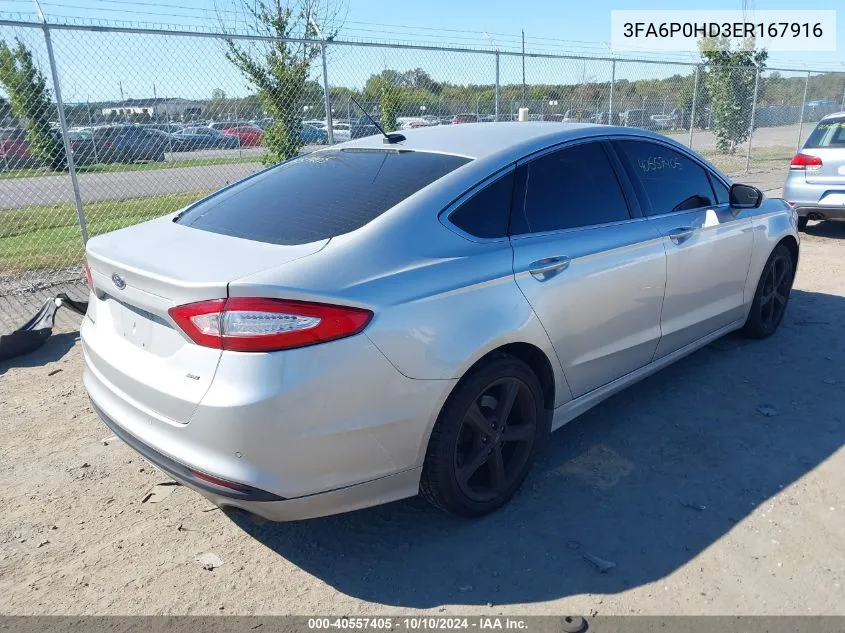 3FA6P0HD3ER167916 2014 Ford Fusion Se