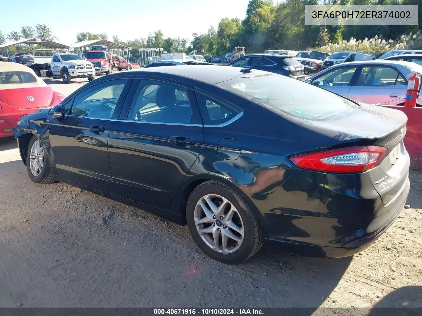 3FA6P0H72ER374002 2014 Ford Fusion Se