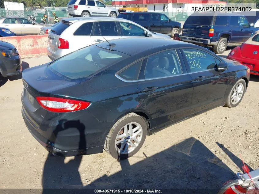 3FA6P0H72ER374002 2014 Ford Fusion Se