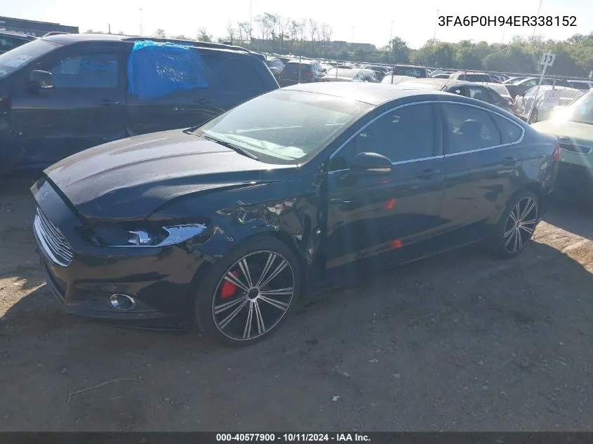 2014 Ford Fusion Se VIN: 3FA6P0H94ER338152 Lot: 40577900