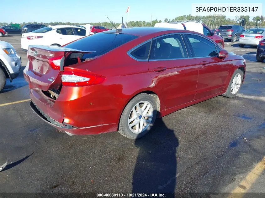 2014 Ford Fusion Se VIN: 3FA6P0HD1ER335147 Lot: 40630110