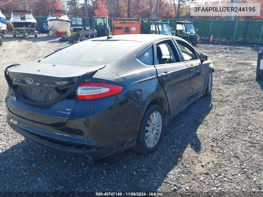 2014 Ford Fusion Hybrid Se VIN: 3FA6P0LU7ER244195 Lot: 40747148