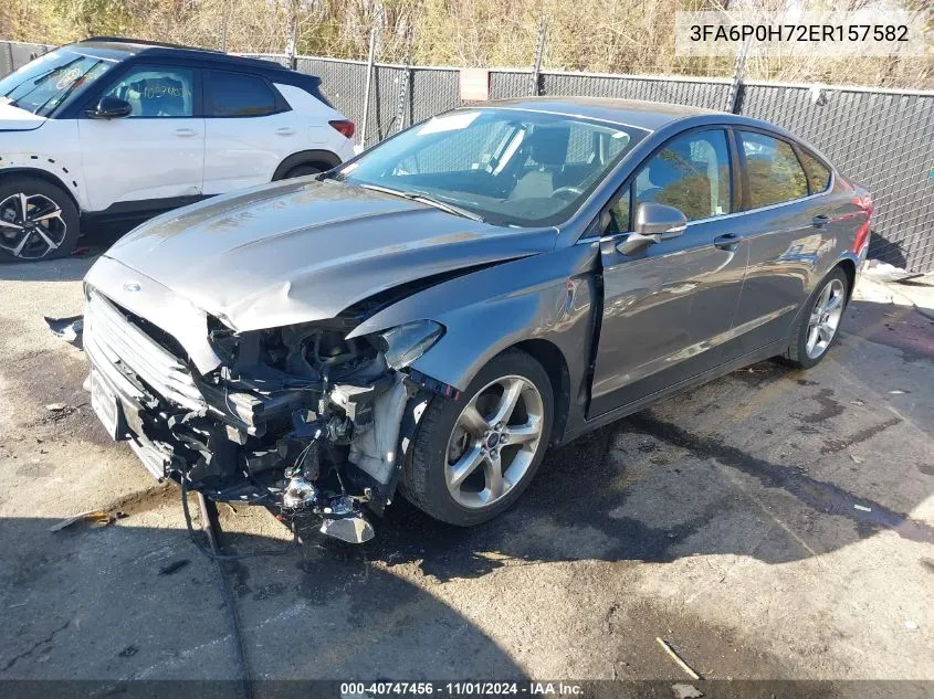 2014 Ford Fusion Se VIN: 3FA6P0H72ER157582 Lot: 40747456