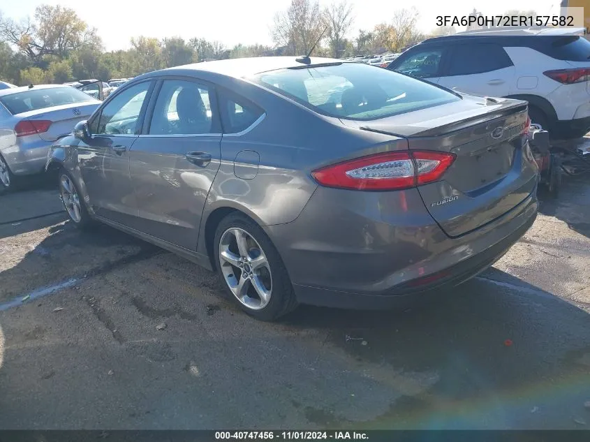 2014 Ford Fusion Se VIN: 3FA6P0H72ER157582 Lot: 40747456