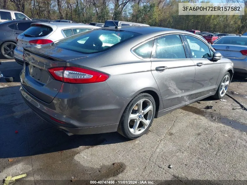 2014 Ford Fusion Se VIN: 3FA6P0H72ER157582 Lot: 40747456