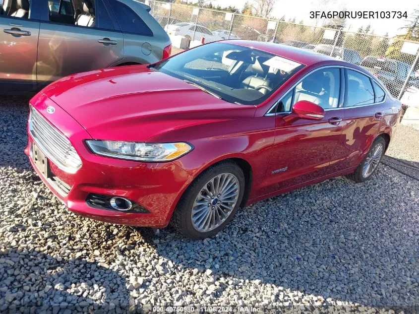 2014 Ford Fusion Hybrid Titanium VIN: 3FA6P0RU9ER103734 Lot: 40750980