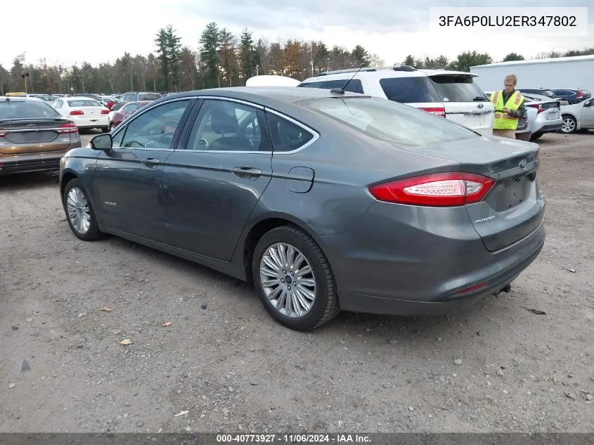 2014 Ford Fusion Hybrid Se VIN: 3FA6P0LU2ER347802 Lot: 40773927