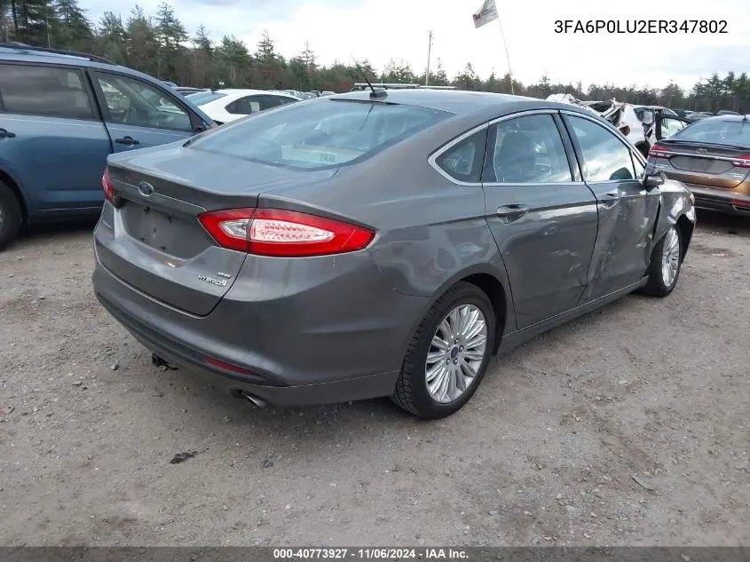 2014 Ford Fusion Hybrid Se VIN: 3FA6P0LU2ER347802 Lot: 40773927