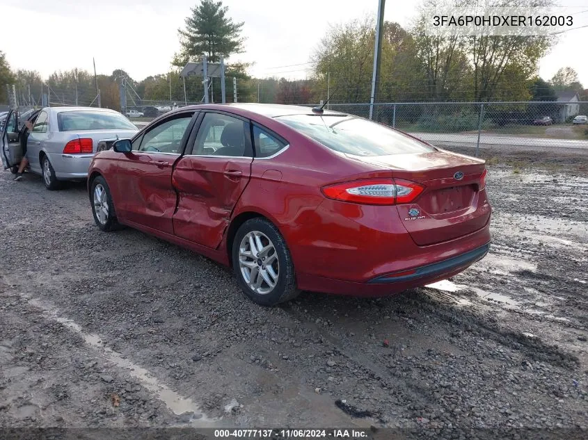 2014 Ford Fusion Se VIN: 3FA6P0HDXER162003 Lot: 40777137