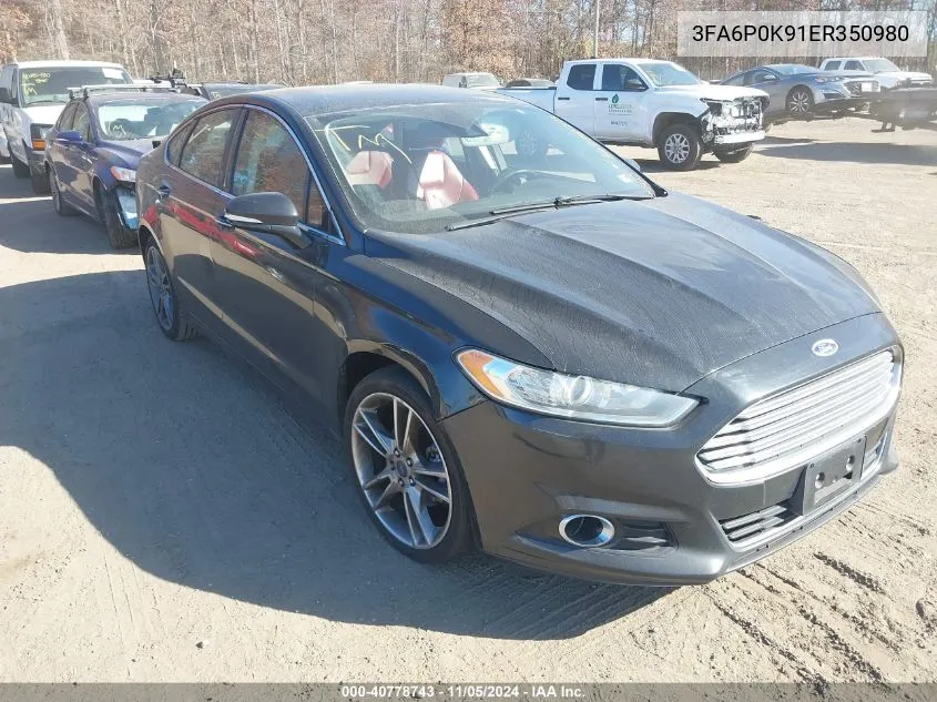 2014 Ford Fusion Titanium VIN: 3FA6P0K91ER350980 Lot: 40778743