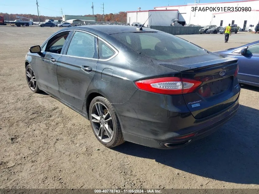 2014 Ford Fusion Titanium VIN: 3FA6P0K91ER350980 Lot: 40778743