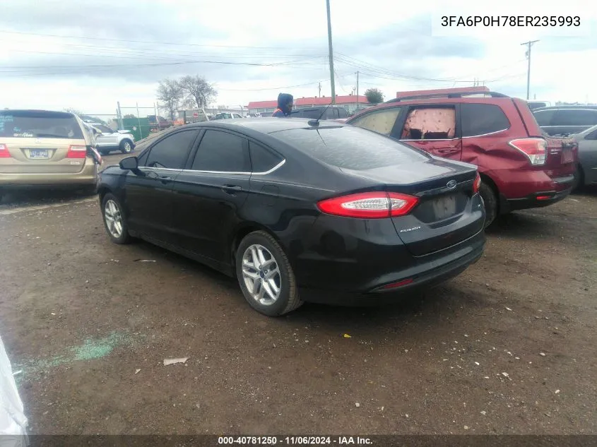 2014 Ford Fusion Se VIN: 3FA6P0H78ER235993 Lot: 40781250