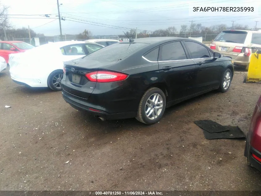 2014 Ford Fusion Se VIN: 3FA6P0H78ER235993 Lot: 40781250