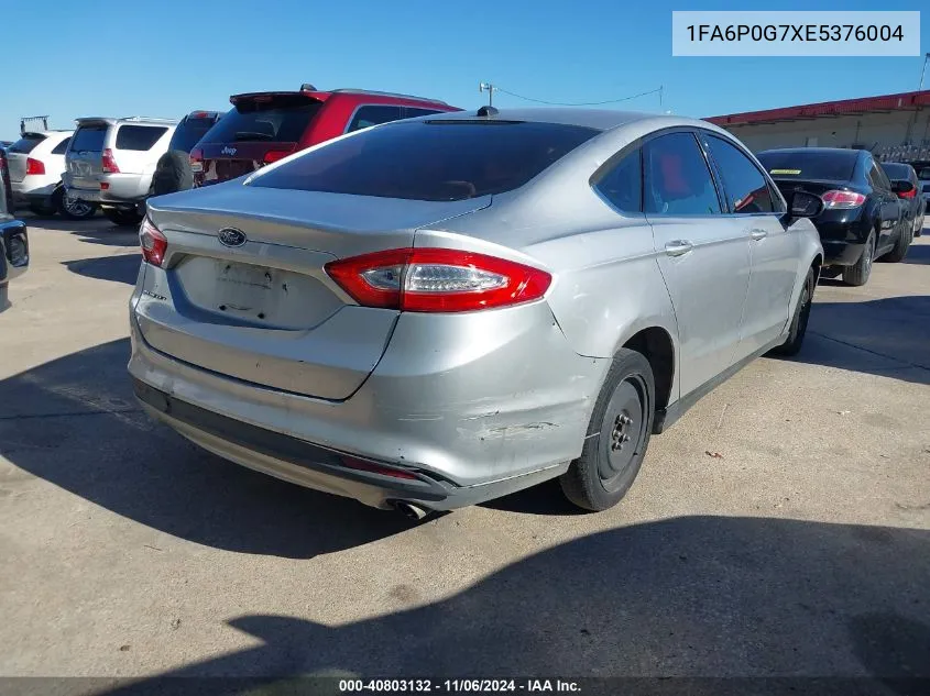 2014 Ford Fusion S VIN: 1FA6P0G7XE5376004 Lot: 40803132