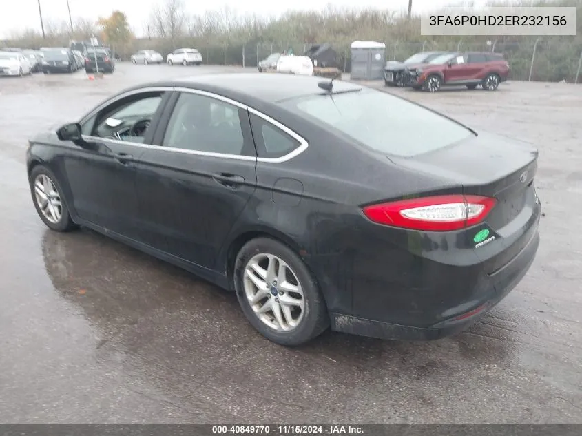 2014 Ford Fusion Se VIN: 3FA6P0HD2ER232156 Lot: 40849770