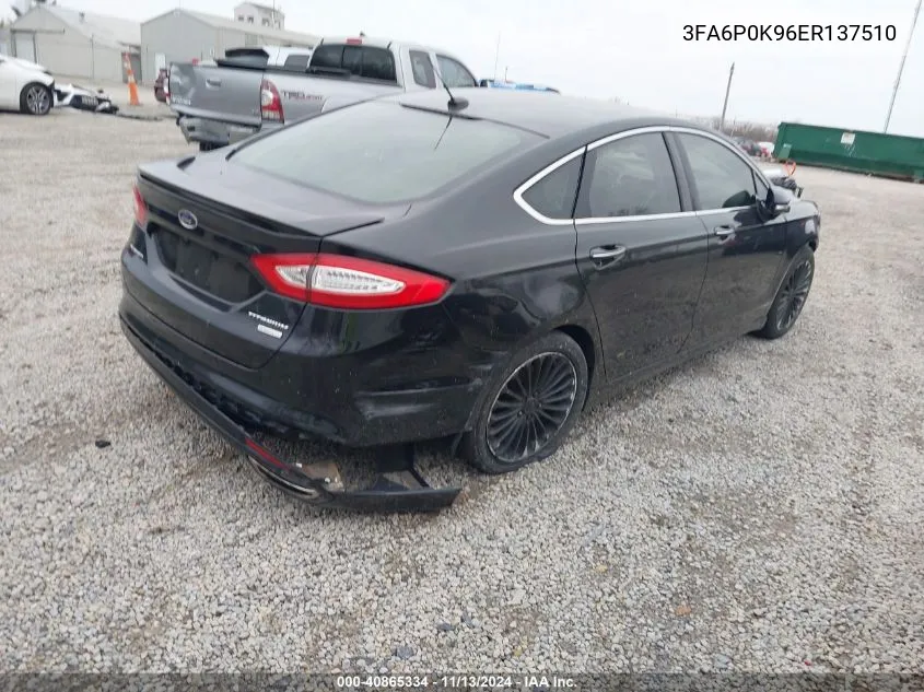 2014 Ford Fusion Titanium VIN: 3FA6P0K96ER137510 Lot: 40865334