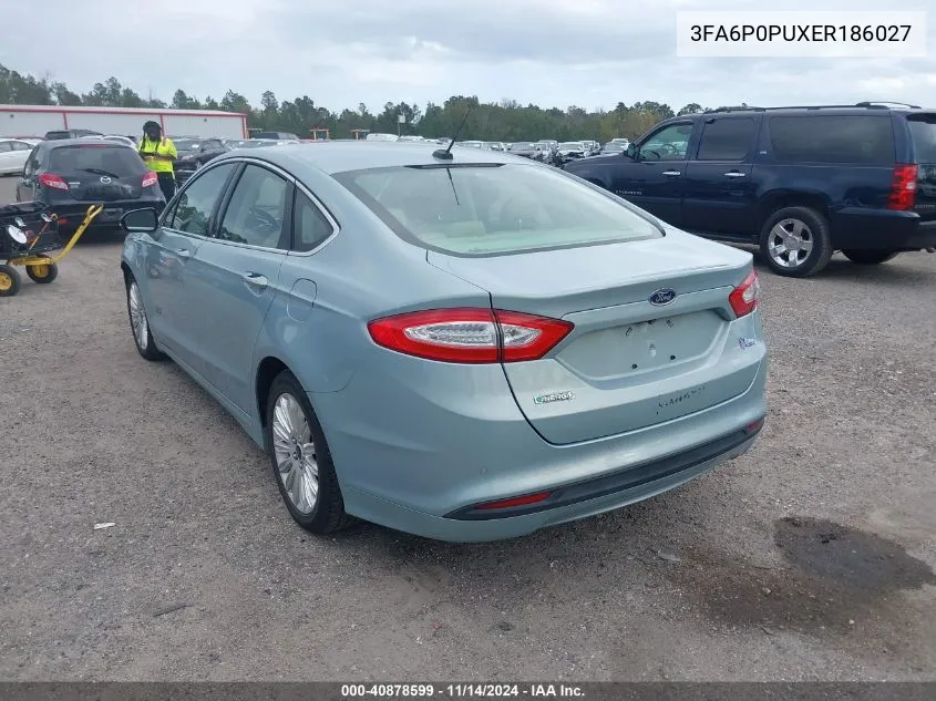 2014 Ford Fusion Energi Se Luxury VIN: 3FA6P0PUXER186027 Lot: 40878599