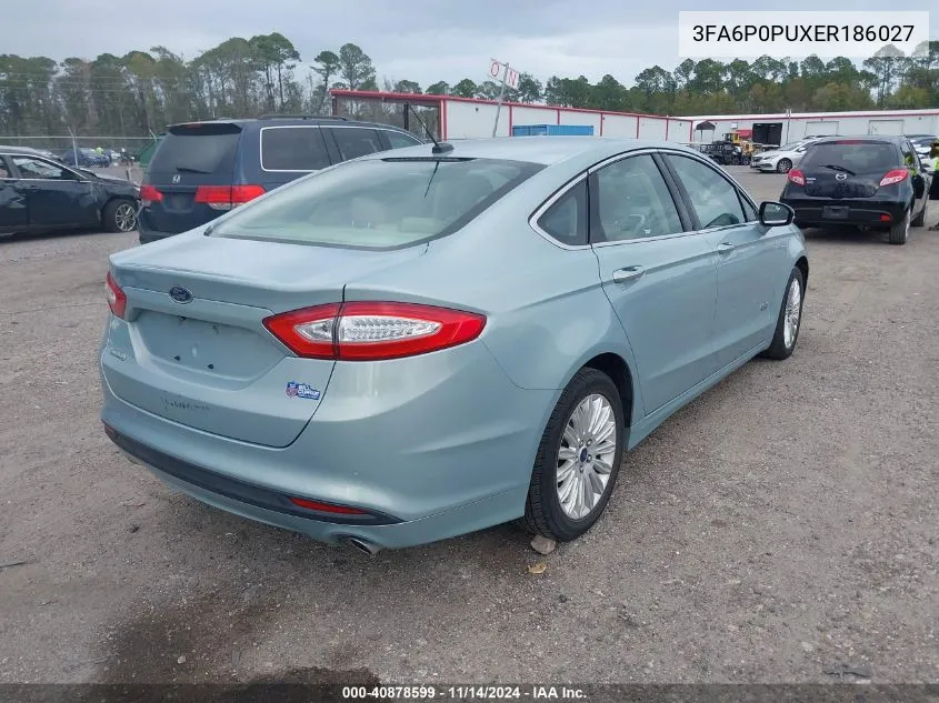 2014 Ford Fusion Energi Se Luxury VIN: 3FA6P0PUXER186027 Lot: 40878599