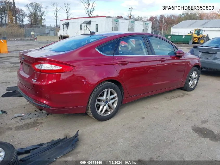 2014 Ford Fusion Se VIN: 3FA6P0HD8ER350809 Lot: 40879640