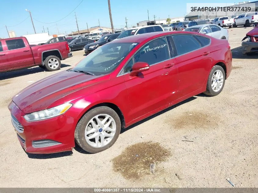 2014 Ford Fusion Se VIN: 3FA6P0H71ER377439 Lot: 40881357