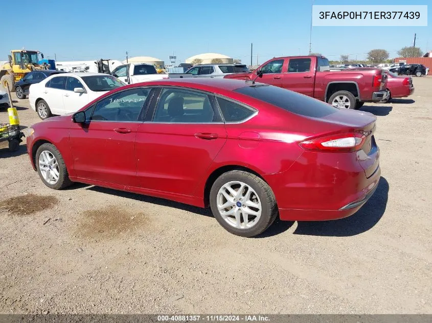 2014 Ford Fusion Se VIN: 3FA6P0H71ER377439 Lot: 40881357