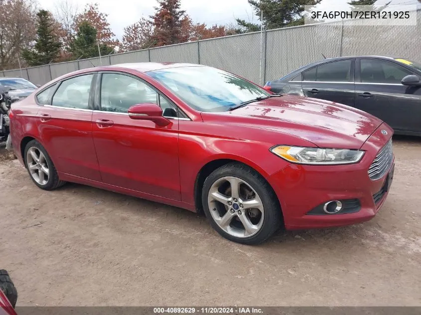 2014 Ford Fusion Se VIN: 3FA6P0H72ER121925 Lot: 40892629