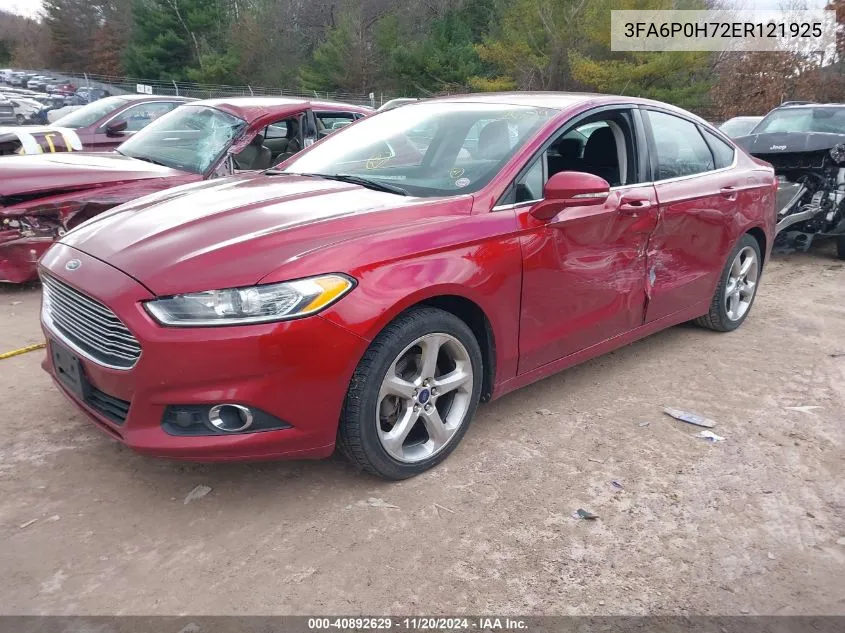 2014 Ford Fusion Se VIN: 3FA6P0H72ER121925 Lot: 40892629