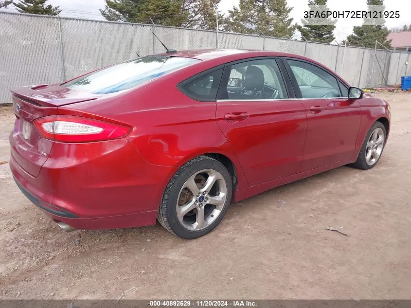 2014 Ford Fusion Se VIN: 3FA6P0H72ER121925 Lot: 40892629