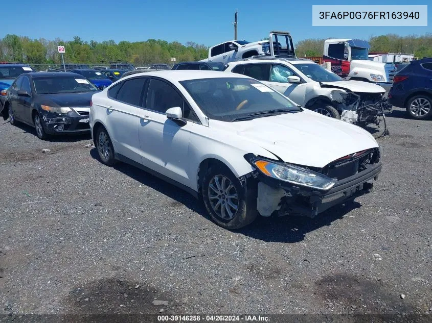 2015 Ford Fusion S VIN: 3FA6P0G76FR163940 Lot: 39146258