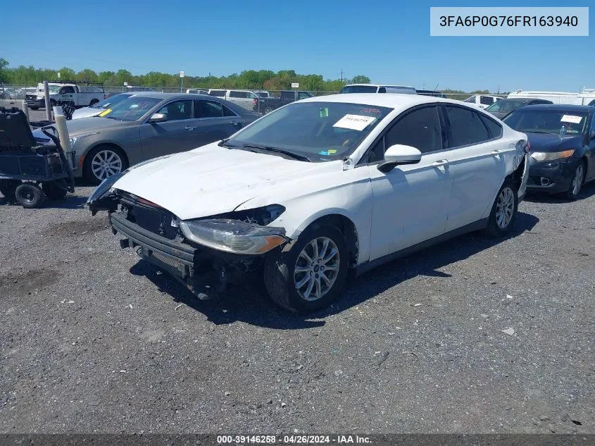 2015 Ford Fusion S VIN: 3FA6P0G76FR163940 Lot: 39146258