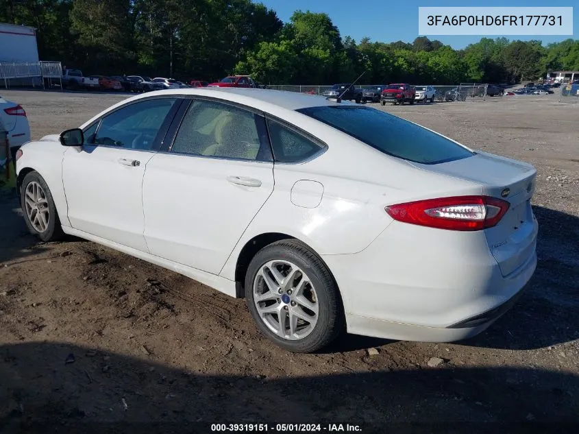 2015 Ford Fusion Se VIN: 3FA6P0HD6FR177731 Lot: 39319151