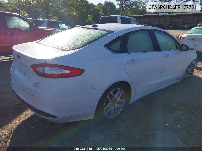 2015 Ford Fusion Se VIN: 3FA6P0HD6FR177731 Lot: 39319151