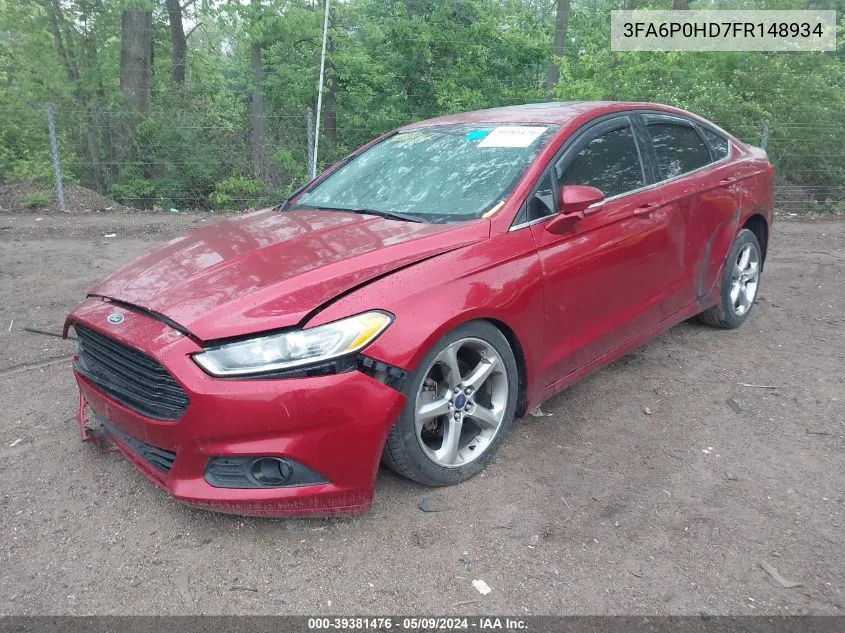 2015 Ford Fusion Se VIN: 3FA6P0HD7FR148934 Lot: 39381476