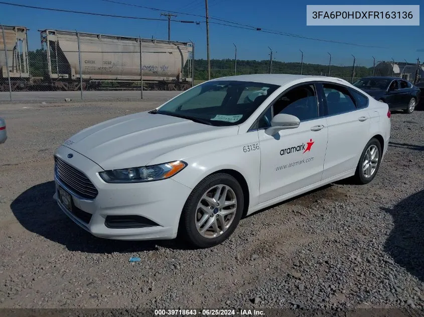 2015 Ford Fusion Se VIN: 3FA6P0HDXFR163136 Lot: 39718643