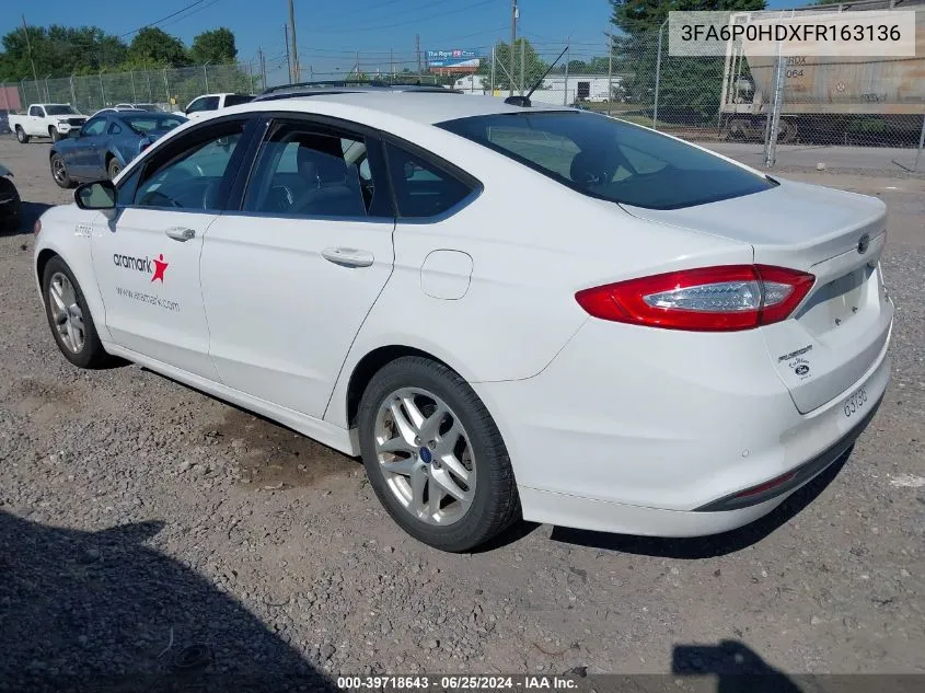 2015 Ford Fusion Se VIN: 3FA6P0HDXFR163136 Lot: 39718643