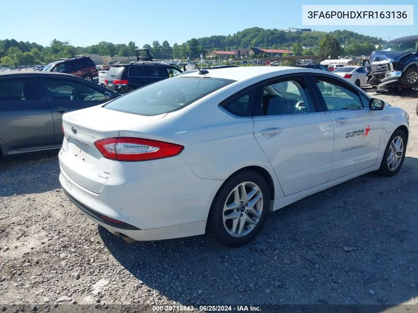 2015 Ford Fusion Se VIN: 3FA6P0HDXFR163136 Lot: 39718643