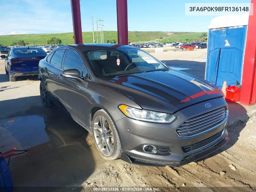 2015 Ford Fusion Titanium VIN: 3FA6P0K98FR136148 Lot: 39733326