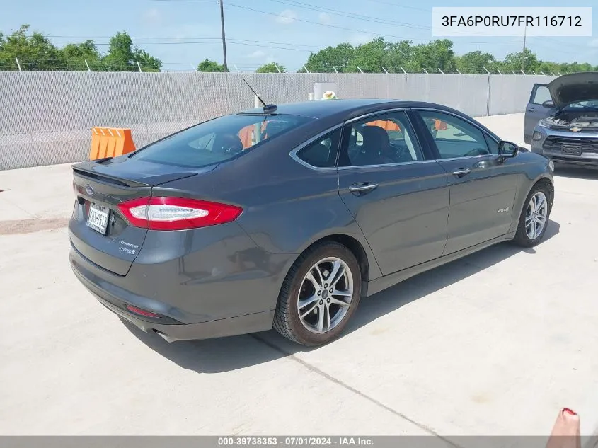 2015 Ford Fusion Hybrid Titanium VIN: 3FA6P0RU7FR116712 Lot: 39738353