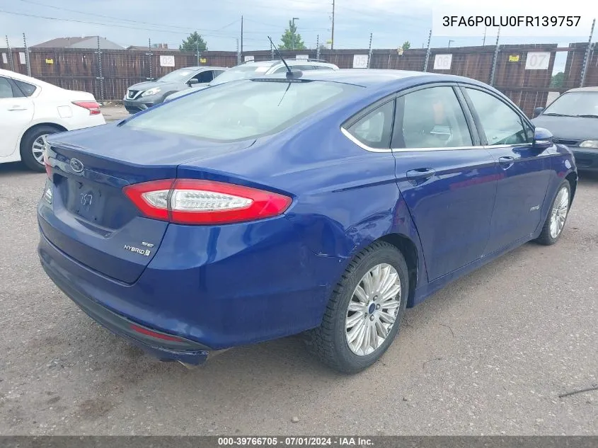 3FA6P0LU0FR139757 2015 Ford Fusion Hybrid Se