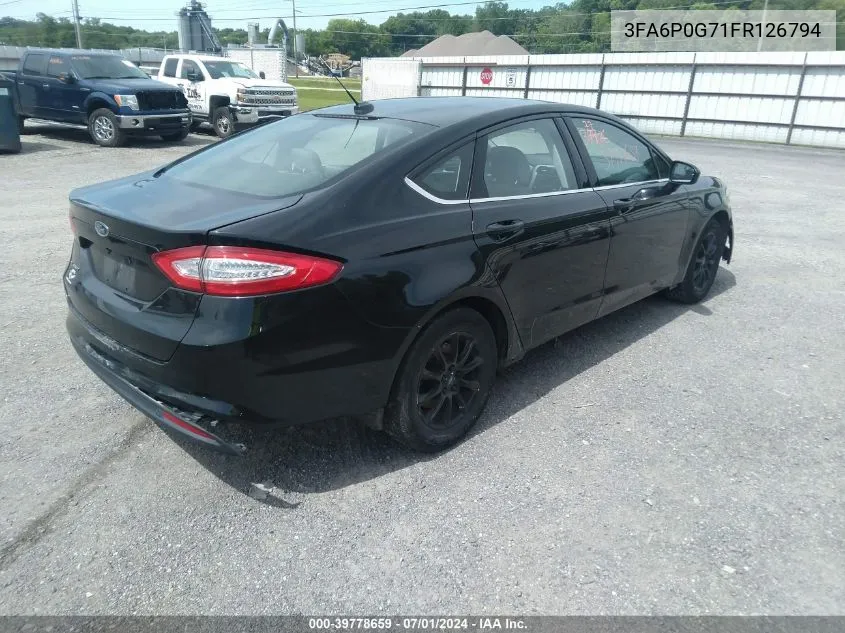 2015 Ford Fusion S VIN: 3FA6P0G71FR126794 Lot: 39778659