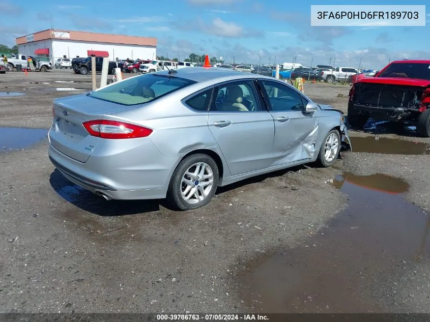 2015 Ford Fusion Se VIN: 3FA6P0HD6FR189703 Lot: 39786763