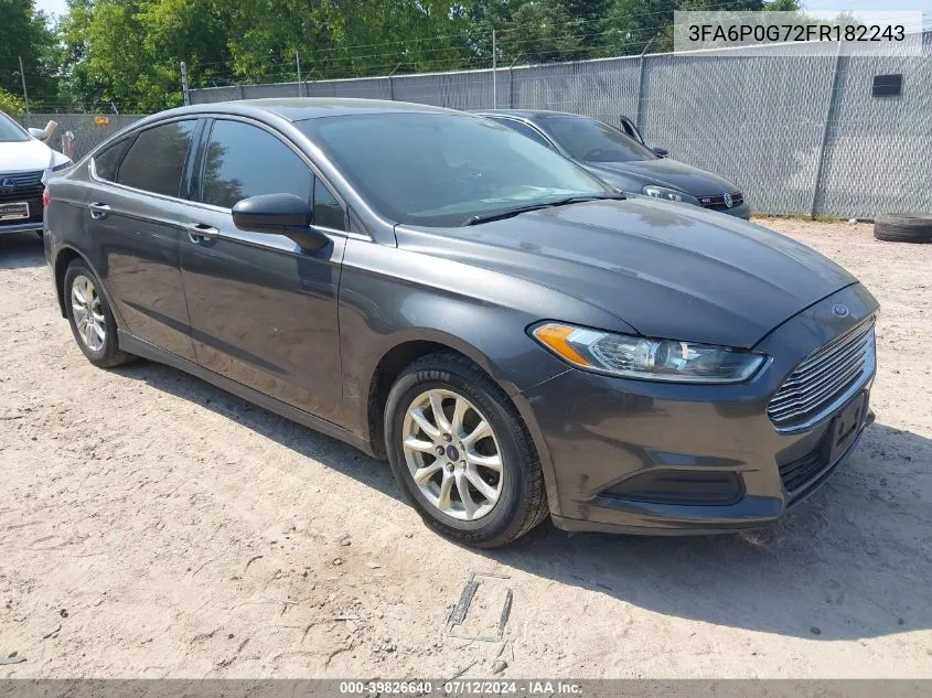 2015 Ford Fusion S VIN: 3FA6P0G72FR182243 Lot: 39826640