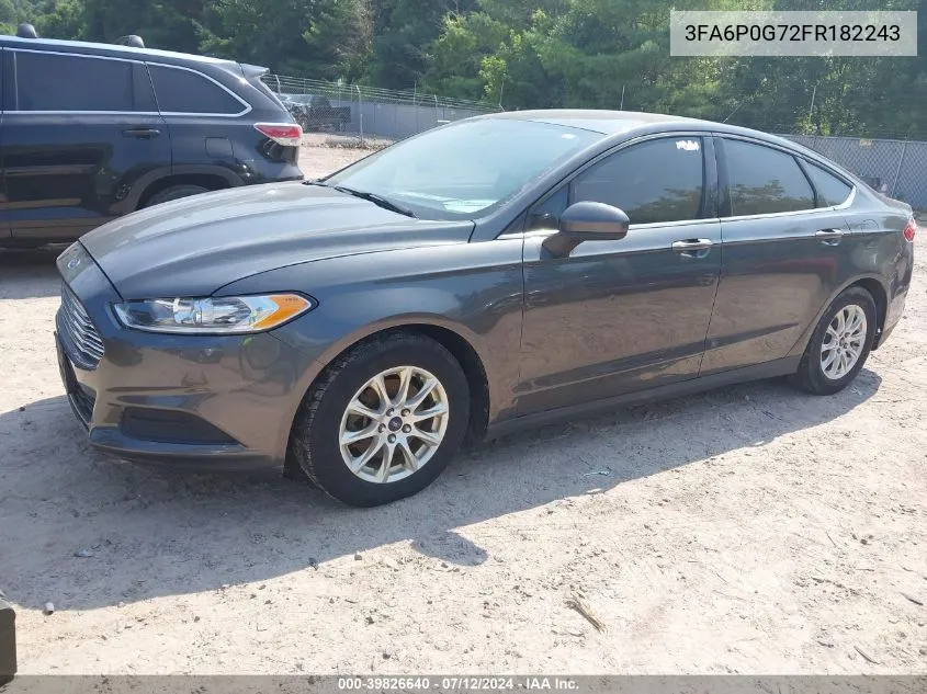 2015 Ford Fusion S VIN: 3FA6P0G72FR182243 Lot: 39826640