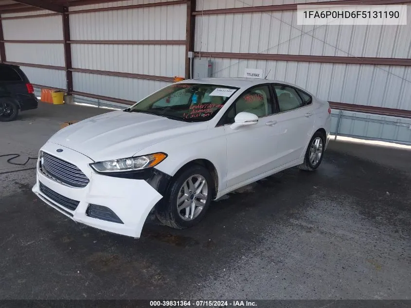 2015 Ford Fusion Se VIN: 1FA6P0HD6F5131190 Lot: 39831364