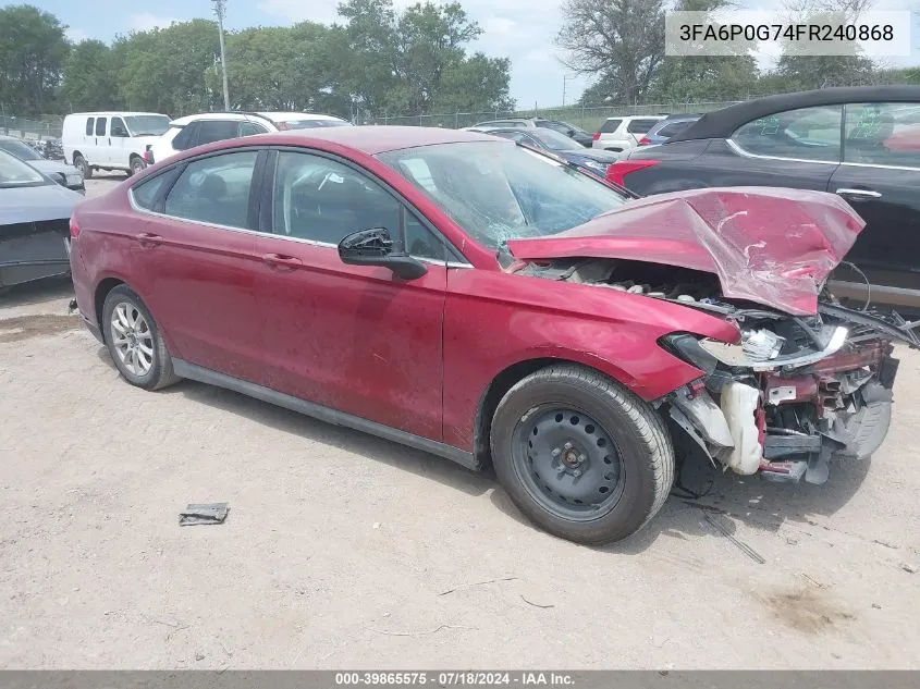 3FA6P0G74FR240868 2015 Ford Fusion S