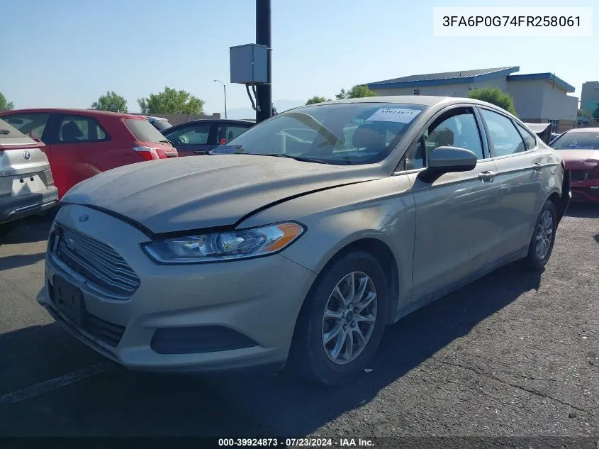 2015 Ford Fusion S VIN: 3FA6P0G74FR258061 Lot: 39924873