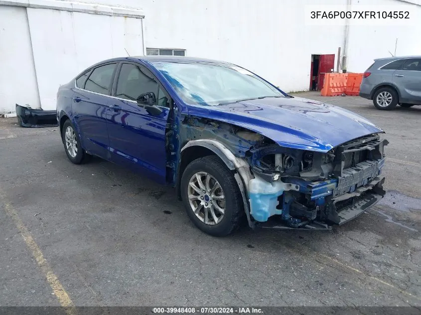 3FA6P0G7XFR104552 2015 Ford Fusion S