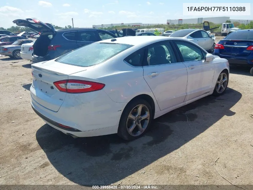 2015 Ford Fusion Se VIN: 1FA6P0H77F5110388 Lot: 39958425