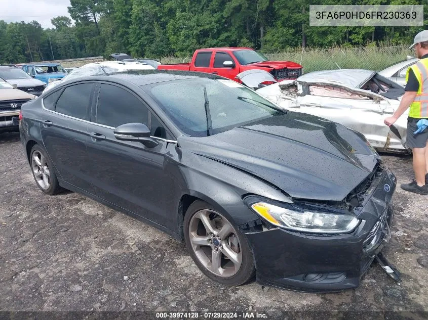 2015 Ford Fusion Se VIN: 3FA6P0HD6FR230363 Lot: 39974128