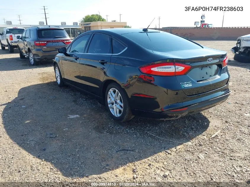 2015 Ford Fusion Se VIN: 3FA6P0H74FR238603 Lot: 39974510